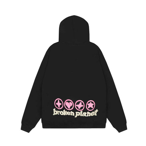 Broken Planet Puff Print Fleece Pullover Hoodie