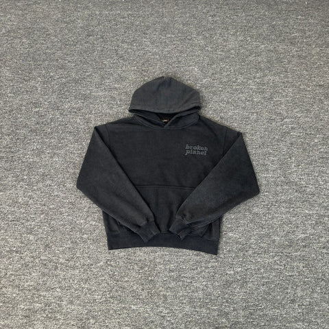 Broken Planet Washed Crop Puff Print Hoodie
