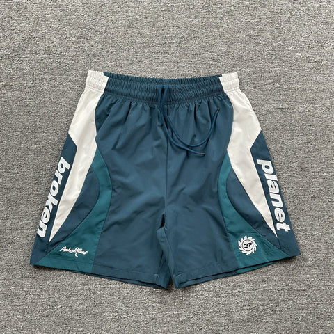 Broken Planet Embroidered Retro Color Block Shorts