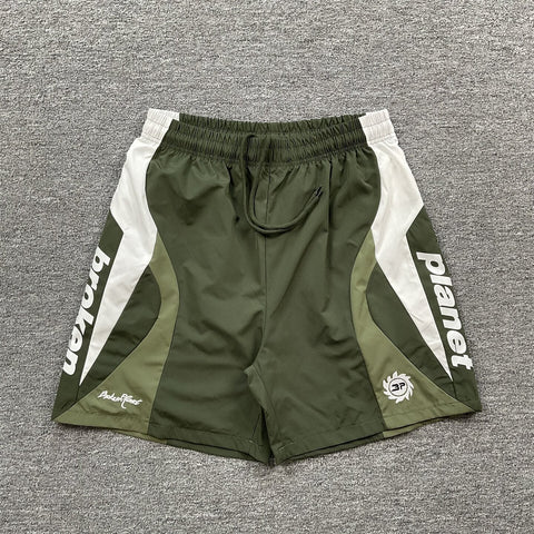 Broken Planet Embroidered Retro Color Block Shorts