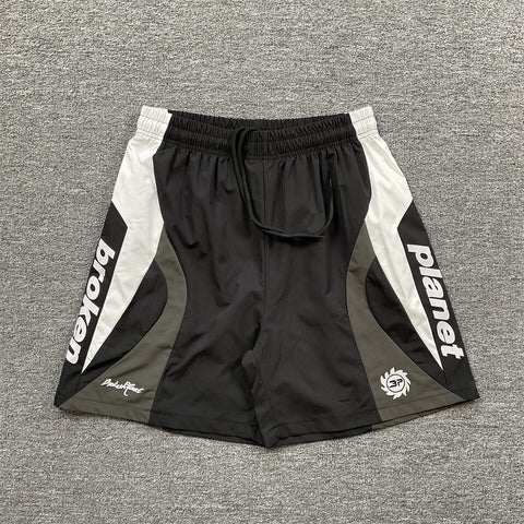 Broken Planet Embroidered Retro Color Block Shorts