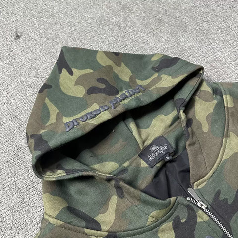 Broken Planet Camouflage Puff Print Zip Hoodie