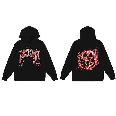 Revenge Earth Lightning Arch Logo Pullover Hoodie Black/red
