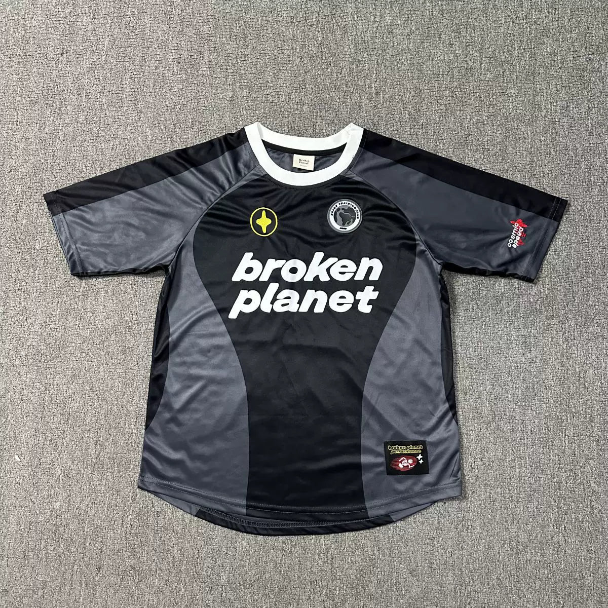 Broken Planet Embroidered Mesh Color Block T-Shirt