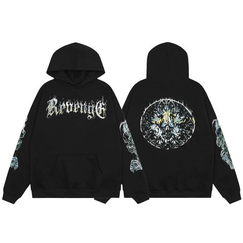 Revenge Black Dark Gothic Circle Arch Logo Pullover Hoodie