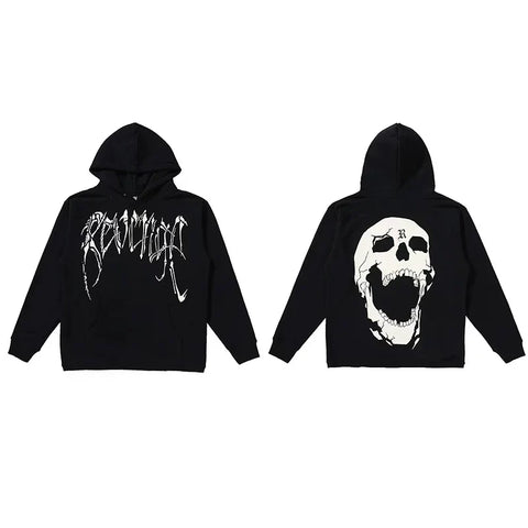 Revenge Screaming Skull Arch Logo Pullover Hoodie black